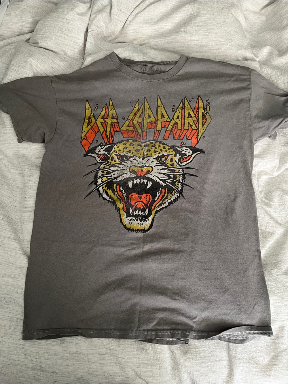 Kids Gray Graphic Tee - Band Leopard Design